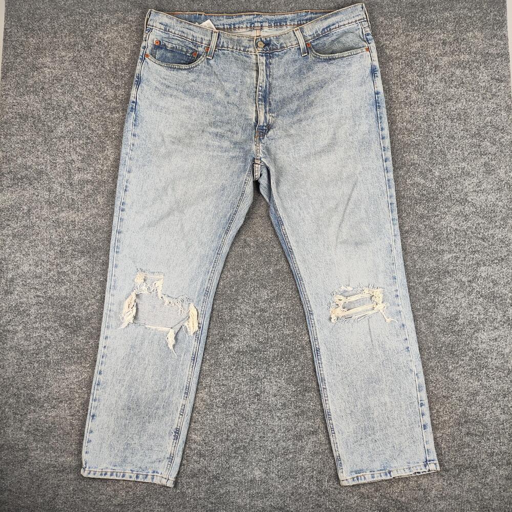 Levis 541 Jeans Mens 40x30 Light Wash Blue Athletic Tapered Distressed Denim